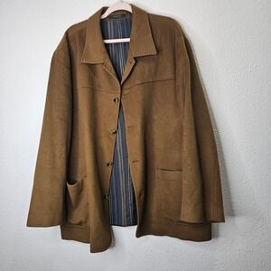 NORTON DITTO Car Coat Mens Wool Silk Cashmere Blend Blazer Jacket Brown 48R Blue